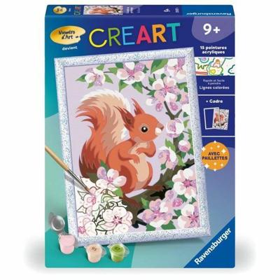 CreArt Kids 18x24cm Eekhoorn in de lente, Schilderen op nummer Kit, vanaf 9 jaar, 25837, Ravensburger