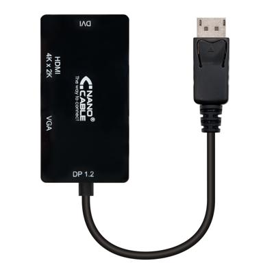 Adapter DisplayPort naar VGA/DVI/HDMI 3 en 1 NANOCABLE 10.16.3301-BK Zwart - thumbnail