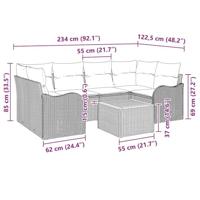 Tuinbankenset met kussen 7 pcs Zwart poly rattan - thumbnail