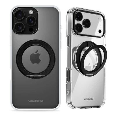 Mobilize MagSafe Compatible 360 Rotating Ring Stand Case Apple iPhone 16 Pro Max Clear/Black