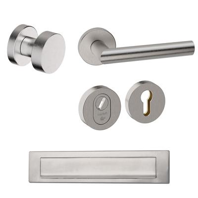 Hardbrass Voordeurset Piano rond SKG3 met kerntrekbeveiliging - RVS