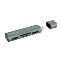 LogiLink UA0394 USB 3.2 Gen 2-hub Met aluminium behuizing, Met ingebouwde SD-kaartlezer, Met status-LEDs Space grijs - thumbnail