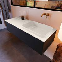 Badkamermeubelset Mondiaz Erin 120 cm met 1 Lade met RIDGE Wastafel Rechts Linen Zonder Kraangaten Greeploos Mat Urban - thumbnail