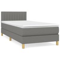 Boxspring met matras stof donkergrijs 100x200 cm - thumbnail