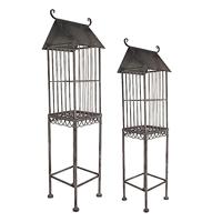 Clayre & Eef Vogelkooi Decoratie Set van 2 Grijs Metaal Vogelkooi voor Binnen - thumbnail