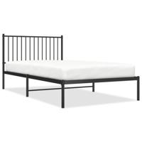 Bedframe met hoofdbord metaal zwart 107x203 cm - thumbnail