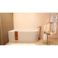 Wiesbaden Zenn Hoekbad Links 170x75 cm Acryl Glans Wit met Witte Waste - thumbnail