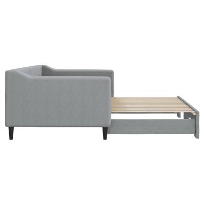 Slaapbank met onderschuifbed 90x200 cm stof lichtgrijs