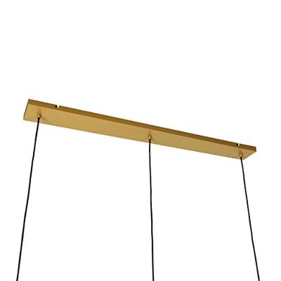 QAZQA Hanglamp goud met amber glas 23 cm langwerpig 3-lichts - Kevin