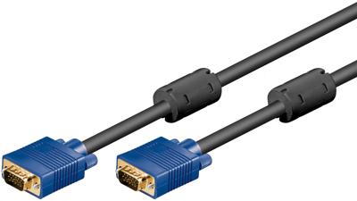 Goobay 93369 VGA naar VGA-kabel 3 m/monitorkabel/Full HD SVGA beeldschermkabel/VGA-stekker 15-polig verguld / 2x ferrietkern monitorkabel/blauw / 3 meter