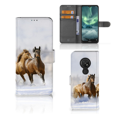 Nokia 7.2 | Nokia 6.2 | Telefoonhoesje | Met pasjeshouder | Paarden Nokia 7.2 | Nokia 6.2 | Telefoonhoesje | Met pasjeshouder | Paarden