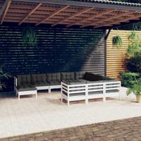 11-delige Loungeset met kussens grenenhout wit - thumbnail