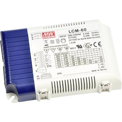 MEAN WELL LCM-60DA LED-driver Constante stroomsterkte 60 W 0.5 - 1.4 A 2 - 90 V/DC Dimbaar, PFC-schakeling, Overbelastingsbescherming 1 stuk(s)