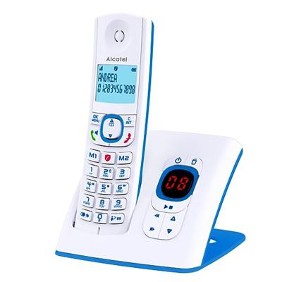 ALCATEL F530 Voice – draadloze DECT-telefoon met antwoordapparaat – groot display met achtergrondverlichting – handsfree – oproepblokkeringsfunctie – 2 directe geheugentoetsen – wit/blauw