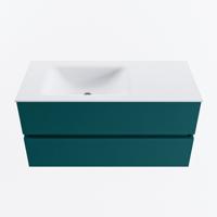 MONDIAZ VICA 100cm badmeubel onderkast Smag 2 lades. Wastafel CLOUD links zonder kraangat, kleur Talc. - thumbnail