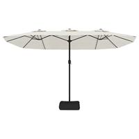 Parasol dubbel dak met LED 449x245 cm zandwit - thumbnail