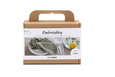 Creativ Company Mini hobbyset borduren, servet, dusty groen, 1 doos Creativ Company Mini hobbyset borduren, servet, dusty groen, 1 doos
