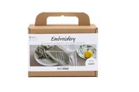 Creativ Company Mini hobbyset borduren, servet, dusty groen, 1 doos - thumbnail