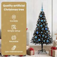 VidaXL Kerstboom met 150 led met standaard zwart 150 cm pvc - thumbnail