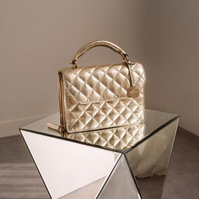 Leren dames handtas - goud quilted - MŌSZ Kris L