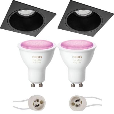 Philips Hue LED Inbouwspot Set GU10 - Mat Zwart - White and Color Ambiance