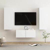 3-delige Tv-meubelset bewerkt hout wit - thumbnail