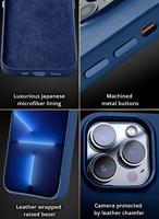 Mujjo Leather Case met MagSafe iPhone 14 / 15 Plus blauw - thumbnail