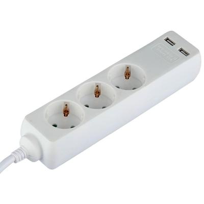 Stekkerdoos met USB en Verlengsnoer - 3680W - 3 Stopcontacten - 1.5m - Wit