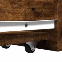 Badkamerkast smal met wielen bewerkt hout gerookt eikenkleurig - thumbnail