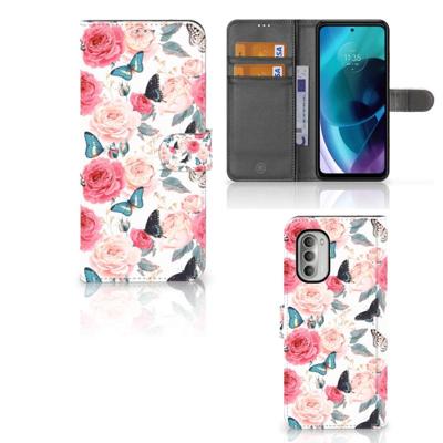 Motorola Moto G51 5G Hoesje Butterfly Roses Motorola Moto G51 5G Hoesje Butterfly Roses
