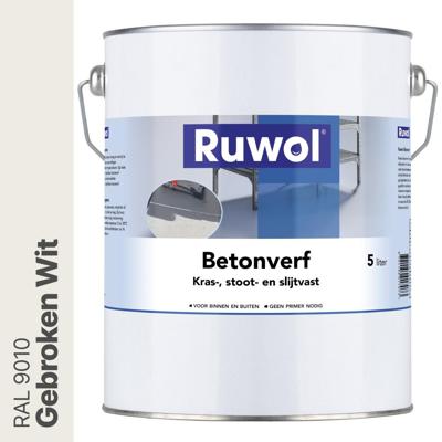 Ruwol Betonverf Gebroken Wit (RAL 9010) 5 liter