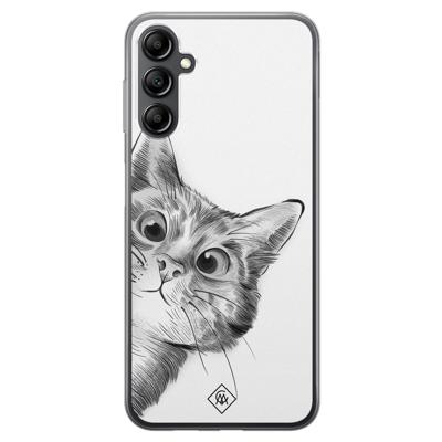 Samsung Galaxy A14 siliconen hoesje - Kat kiekeboe Samsung Galaxy A14 siliconen hoesje - Kat kiekeboe