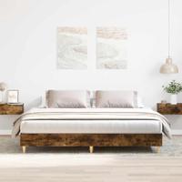 Bedframe zonder matras 200x200 cm spaanplaat gerookt eiken - thumbnail