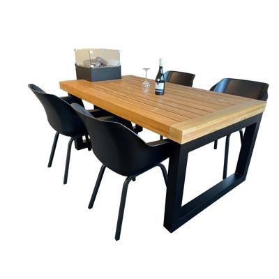 Enjoyfires: Vuur-eettafel Teakhout Rechthoek 180x100x76 cm - Zwart