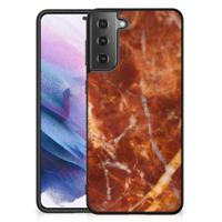 Samsung Galaxy S21 Plus Marmeren Print Telefoonhoesje Marmer Bruin - thumbnail