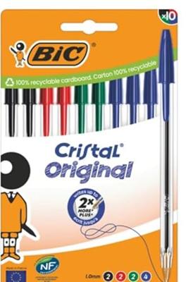 Set Balpennen Bic Cristal Blauw Zwart Rood Groen (10 Stuks) Set Balpennen Bic Cristal Blauw Zwart Rood Groen (10 Stuks)