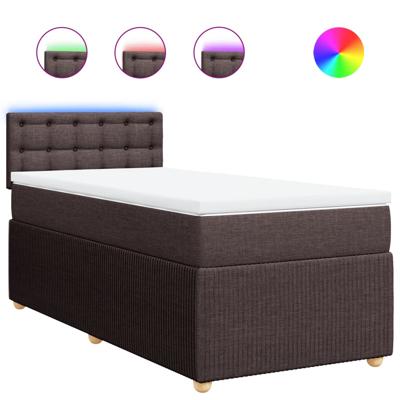 Boxspring met matras stof donkerbruin 90x200 cm