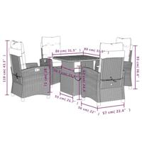 5-delige Tuinset met kussens poly rattan grijs - thumbnail