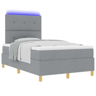 Boxspring Bed met Matras & LED Lichtgrijs 120x190 cm Stof