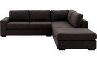 Goossens Hoekbank Lucca Met Ligelement donkerbruin, stof, 2,5-zits, stijlvol landelijk met ligelement rechts - thumbnail