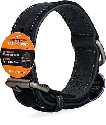 Spotted! Pro Leren Halsband Zwart 2,5 x 50 cm