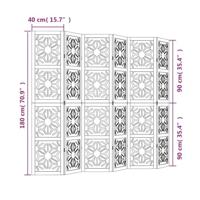 Kamerscherm met 6 panelen massief paulowniahout bruin en zwart - thumbnail