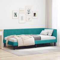 Hoekbedframe met hoofdeinde Turquoise 100 x 200 cm Fluweel - thumbnail