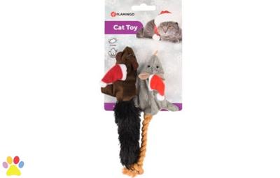 Kattenspeeltje Muis Knisper Kerst 22 x 7 x 4 cm Flamingo Mix