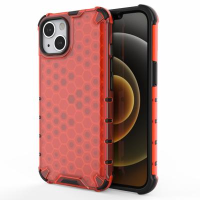 Lunso - Honinggraat Armor Backcover hoes - iPhone 13 - Rood