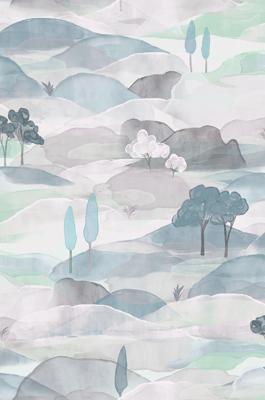 Noordwand Behang met getekend landschap - 35788