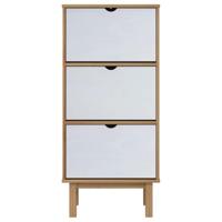 Schoenenkast OTTA 3 lades massief grenenhout bruin en wit - thumbnail