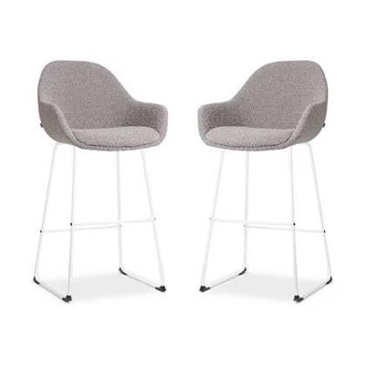 Nolon Nino-Mae Barkrukken Set van 2 - Bouclé Taupe - Wit - 75 cm