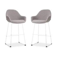 Nolon Nino-Mae Barkrukken Set van 2 - Bouclé Taupe - Wit - 75 cm - thumbnail