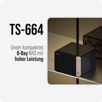 QNAP TS-664 NAS Tower Ethernet LAN Zwart N5095 - thumbnail